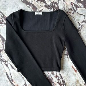 Black Long Sleeve Cropped Babaton Shirt